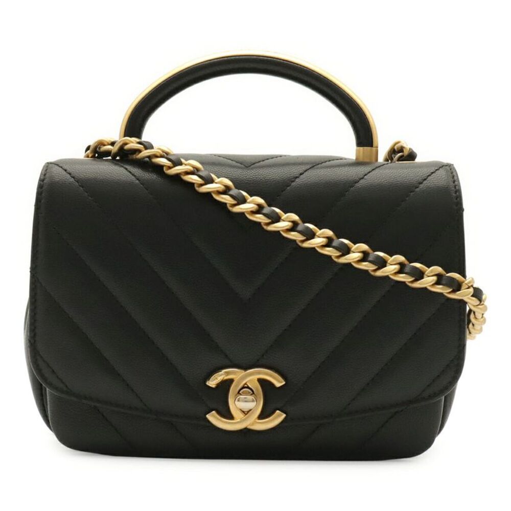 Chanel V-Stitch Top Handle 2-way Chain Shoulder Bag